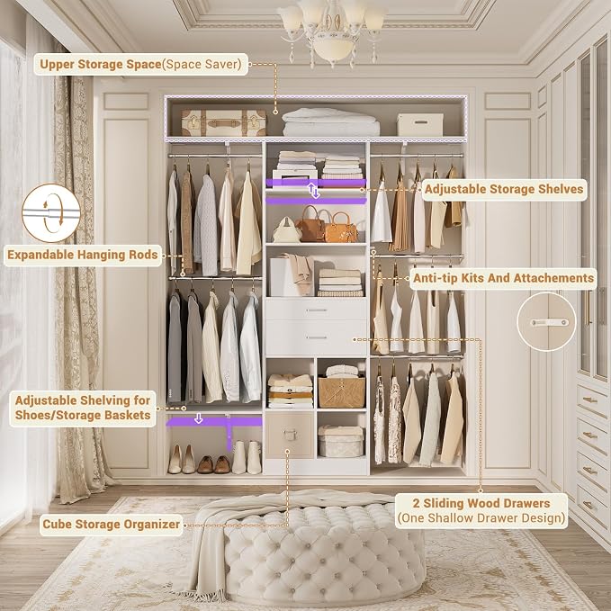 5FT Small Closet System, Baby Closet Organizer System