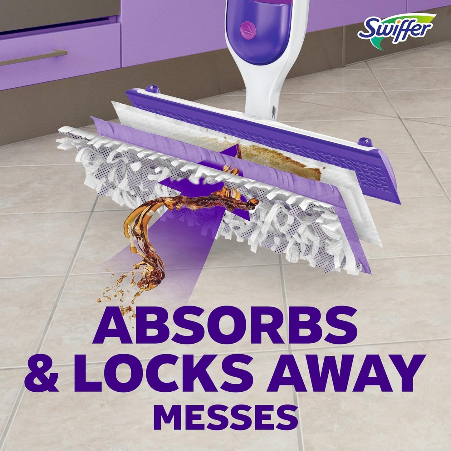 Swiffer PowerMop Multi-Surface Mopping Pad Refills for Floor Cleaning, 11 Count, White/Purple