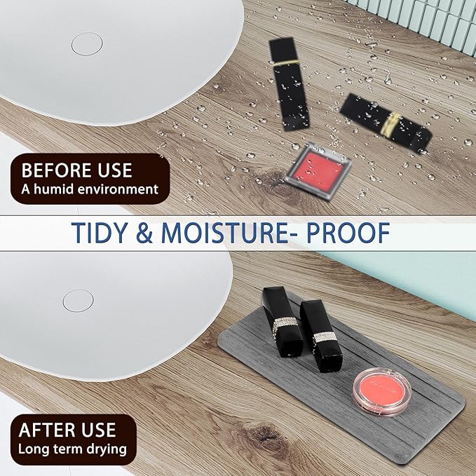 2PCS Water Absorbing Stone Tray, Quick Drying Diatomite Stone Sink Tray - Image 3