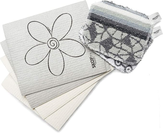 Skoy Bundle, and 4-Pack Skoy Swedish Dishcloth, Reusable Cleaning Products by Skoy