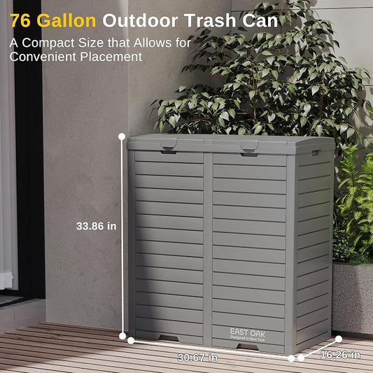EAST OAK 76 Gallon Outdoor Trash Can | Waterproof Resin Garbage Can - Image 2