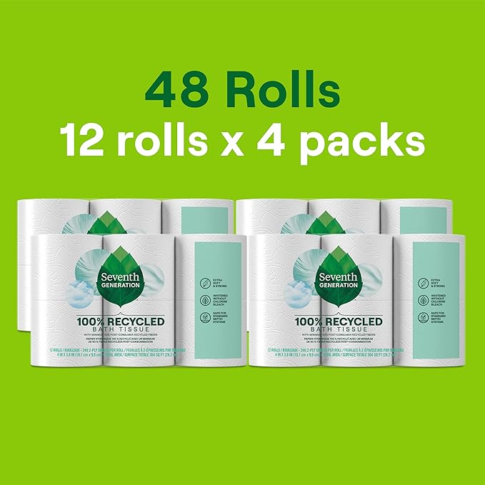 Seventh Generation Toilet Paper Recycled Bath Tissue 4-Pack 100% Recycled Paper - Image 3
