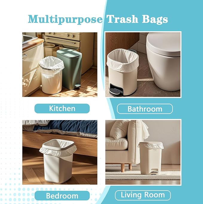 300 Count 8 Gallon Trash Bags, 13 Micron Extra Thick Medium Garbage Bags - Image 6