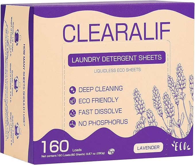 CLEARALIF Laundry Detergent Sheets 80 Sheets, Lavender by CLEARALIF