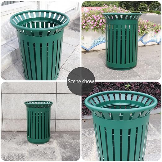 Outdoor Metal Slatted Trash Receptacle, Waste Receptacle，Commercial Trash Cans - Image 4