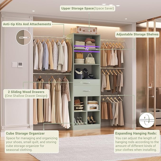 Closet System, 4-8 FT Closet Organizer Tower - Image 4