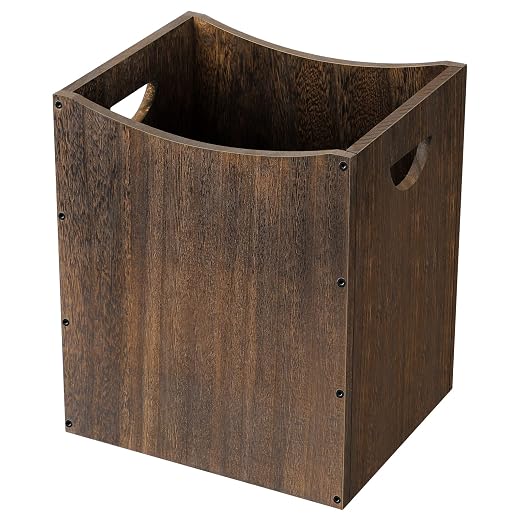 Wood Trash Can 5.3 Gallon Office Wastebasket Farmhouse Rectangular Garbage Can by Vrisa
