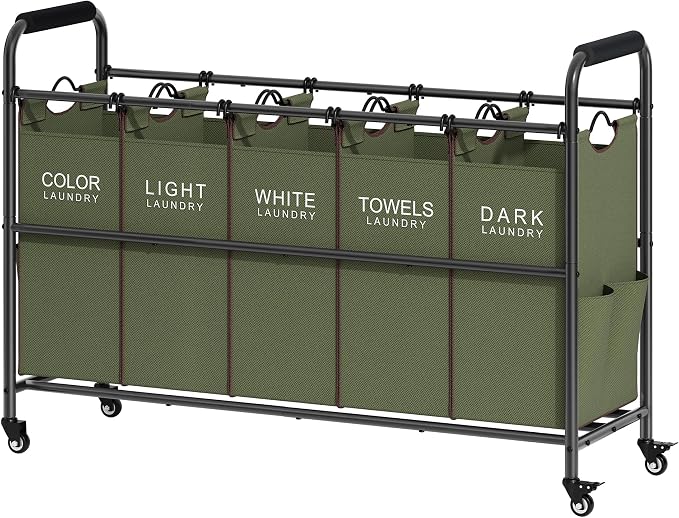 Tajsoon 5 Sections Laundry Sorter, Laundry Hamper by Tajsoon