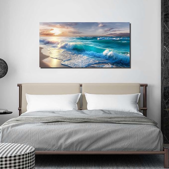 GUGIKA Ocean Wall Art for Living Room, Size 48 x 24 Inches - Image 4
