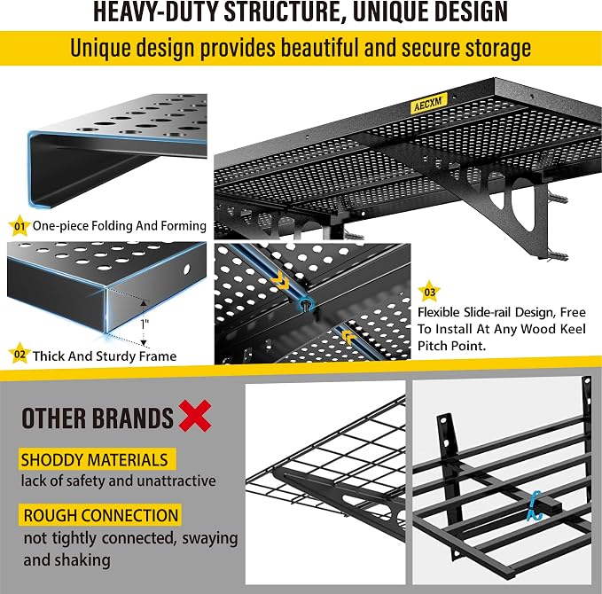 4-Pack 1.64x4ft Adjustable Garage Wall Shelving 1120lbs Load Capacity Heavy - Image 5