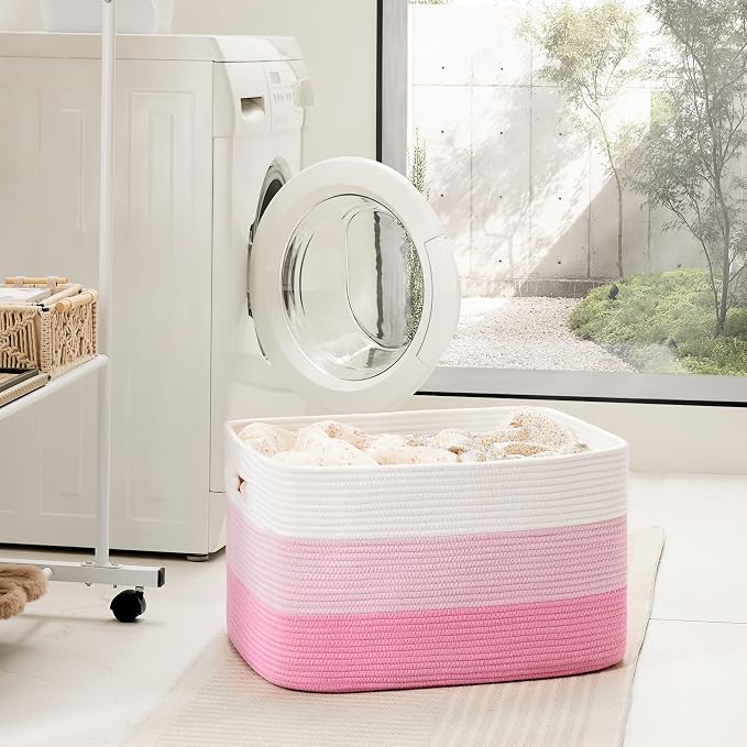 Blanket Basket, Rectangle Woven Baskets - Image 3
