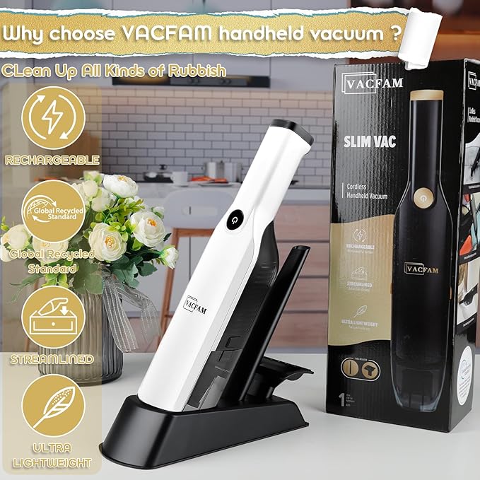Handheld Vacuum Cordless, 15KPA High Power Suction, USB Quick Charge, Car - Image 2