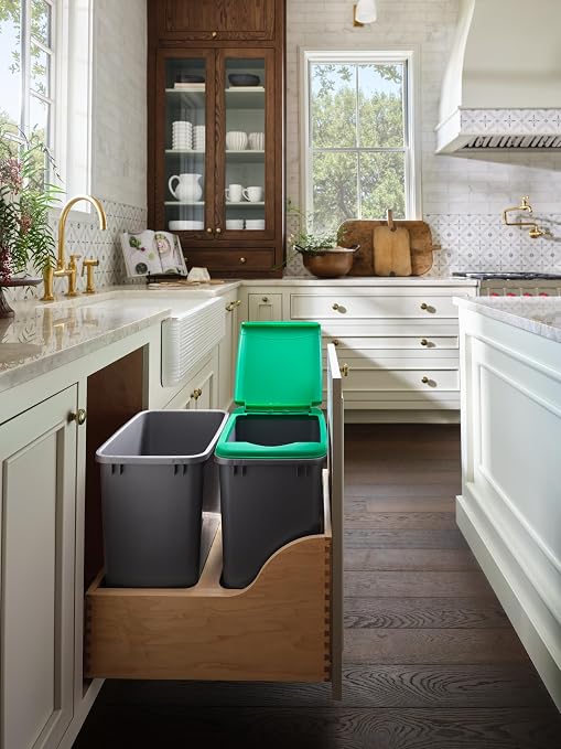 Rev-A-Shelf Pullout Trash Cans for Kitchen Cabinet, Dual 35 Qt Bins - Image 6