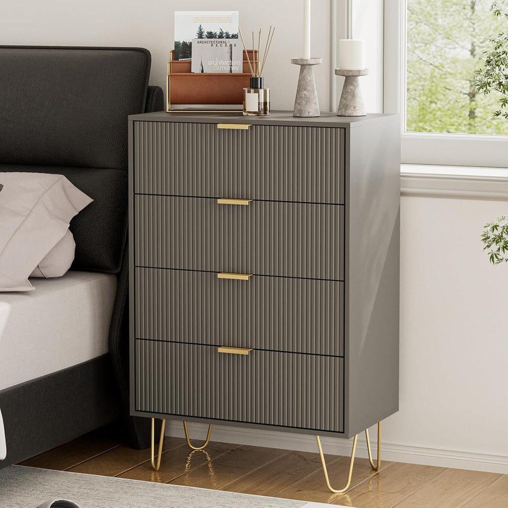 Masupu 4 Drawer Dresser, Drawer Chest, Tall Storage Dresser Chest Cabinet Org...