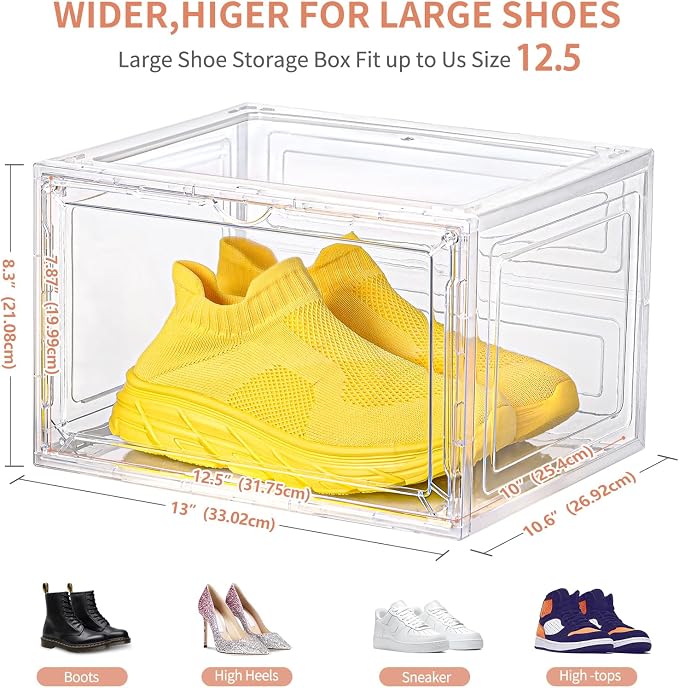 12 Pack Clear Shoe Boxes Stackable, Large Shoe Storage Organizer - Image 2