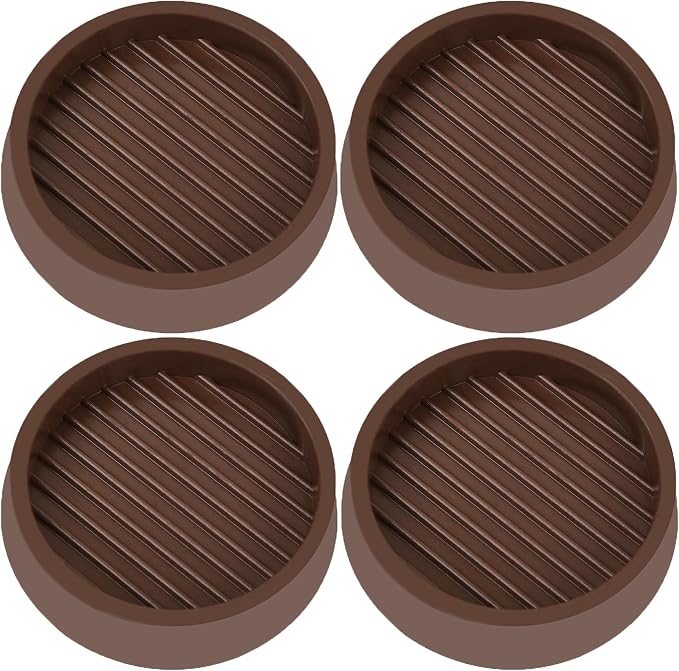 4X4 Round Rubber Caster Cups, Non Slip Furniture Pads, Anti-Slip Gripper by VOCOMO
