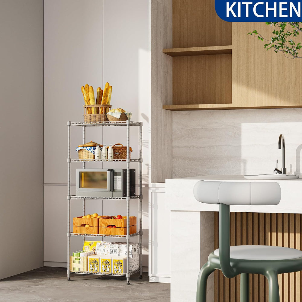 REGILLER 5-Wire Shelving Metal Storage Rack Adjustable Shelves,Standing Stora...