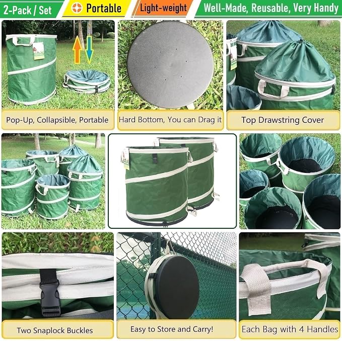 2-Pack 24 Gallon Collapsible Trash Can Solid Bottom - Image 3