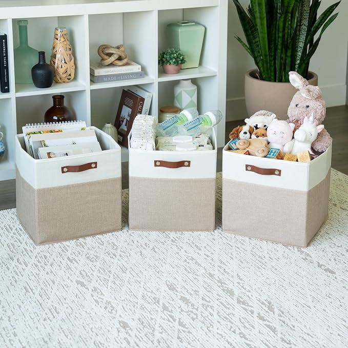OrganiHaus 13x13 Cube Fabric Storage Bins Set of 4, Fabric Storage Cubes w/ - Image 4