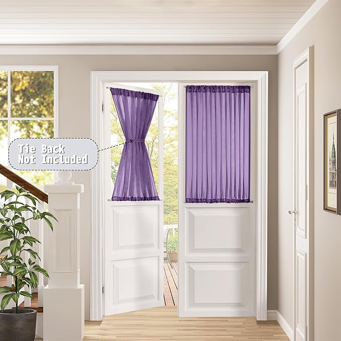 Tollpiz Short Sheer Curtain Linen Textured Curtain Sheers Doorway Light - Image 2