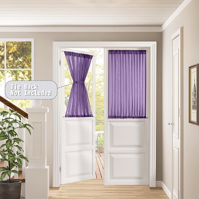 Tollpiz Short Sheer Door Curtains Closet Linen Textured Curtains Sheer Doorway - Image 2