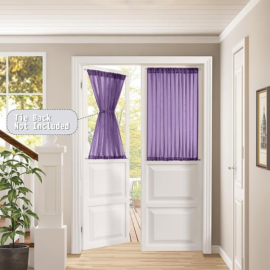 Tollpiz Short Sheer Door Curtains Closet Linen Textured Curtains Sheer Doorway - Image 2