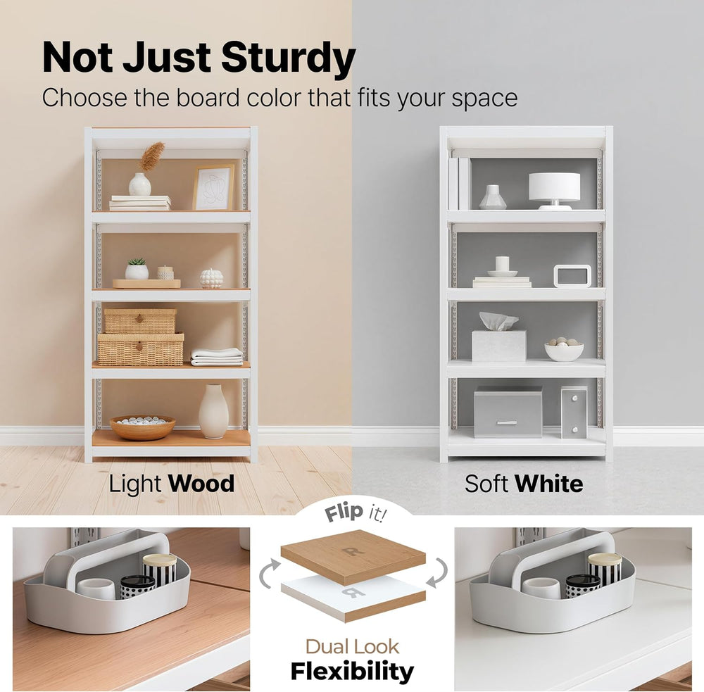 HOMEDANT House White 48.1" W 5 Tier Rolling Storage Shelves Metal Cart