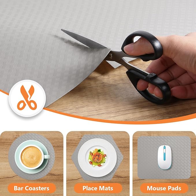 Light Gray Shelf Liners for Kitchen Cabinets Refrigerator Liners Waterproof & - Image 4