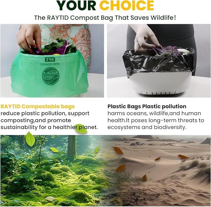 RAYTID Compostable trash Bags 2.6 Gallon Compost Bags - Image 6