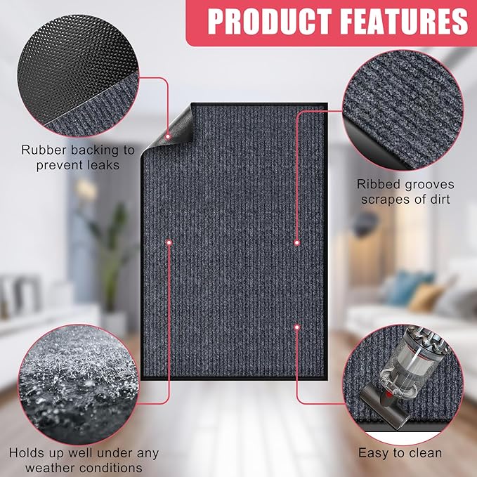 Kuyal Front Door Mat, Commercial Floor Mats Inside Outside Entrance, Heavy Duty - Image 4