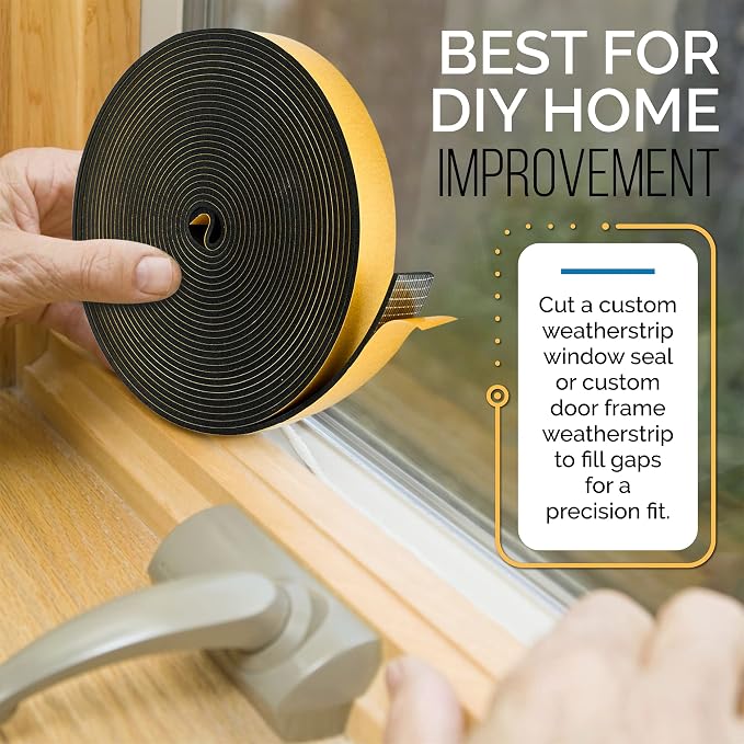 High Density Foam Weather Stripping Door Seal Strip Insulation Tape Roll - Image 6