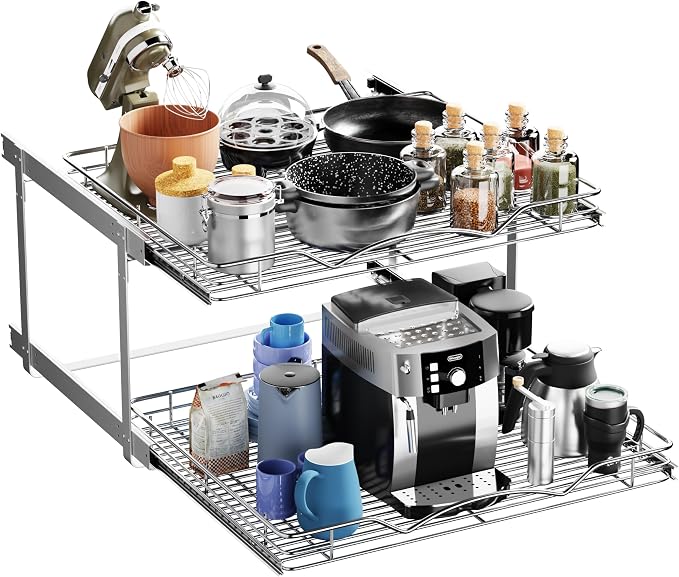 HOLDN’ STORAGE Two Tier Pull Out Cabinet Organizer, Individual Sliding Drawers by HOLDN%E2%80%99STORAGE
