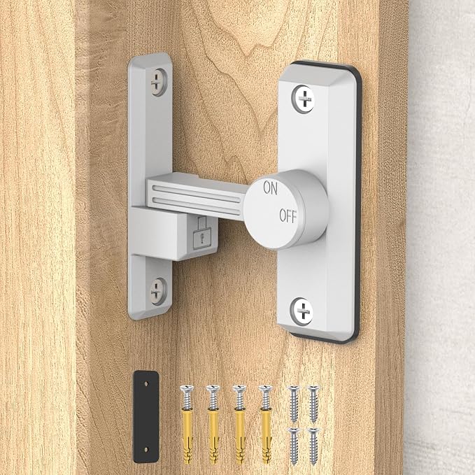Barn Door Lock Latch, 90/180 Degree Flip Sliding Door Latch by Mixizigoz