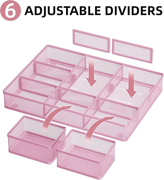 Marbrasse 3 Packs Desk Drawer Organizers, Metal Mesh Dividers - Image 2