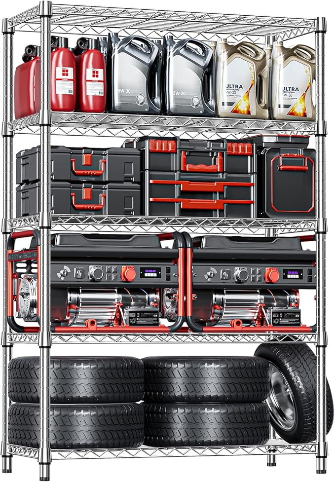 IZEUK 5-Tier Heavy Duty Metal Storage Shelving Unit, Adjustable Steel Wire Rack by IZEUK