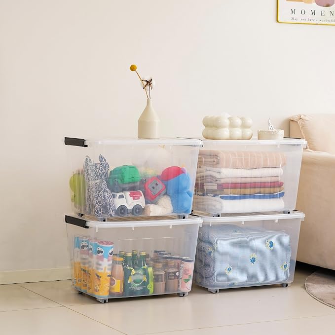 Citylife 82 QT Clear Plastic Storage Bins - Image 2