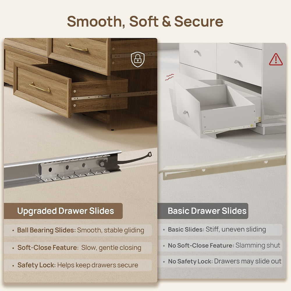 SICOTAS 6 Drawer Dresser for Bedroom-56.4" Extra-Wide Wood Chest of Drawers