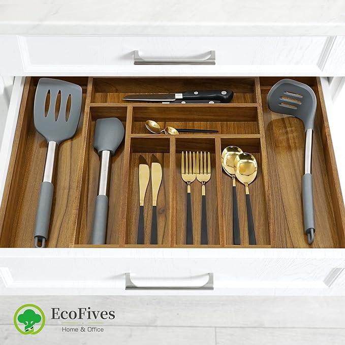 Luxury Acacia Kitchen Drawer Organizer - Image 4