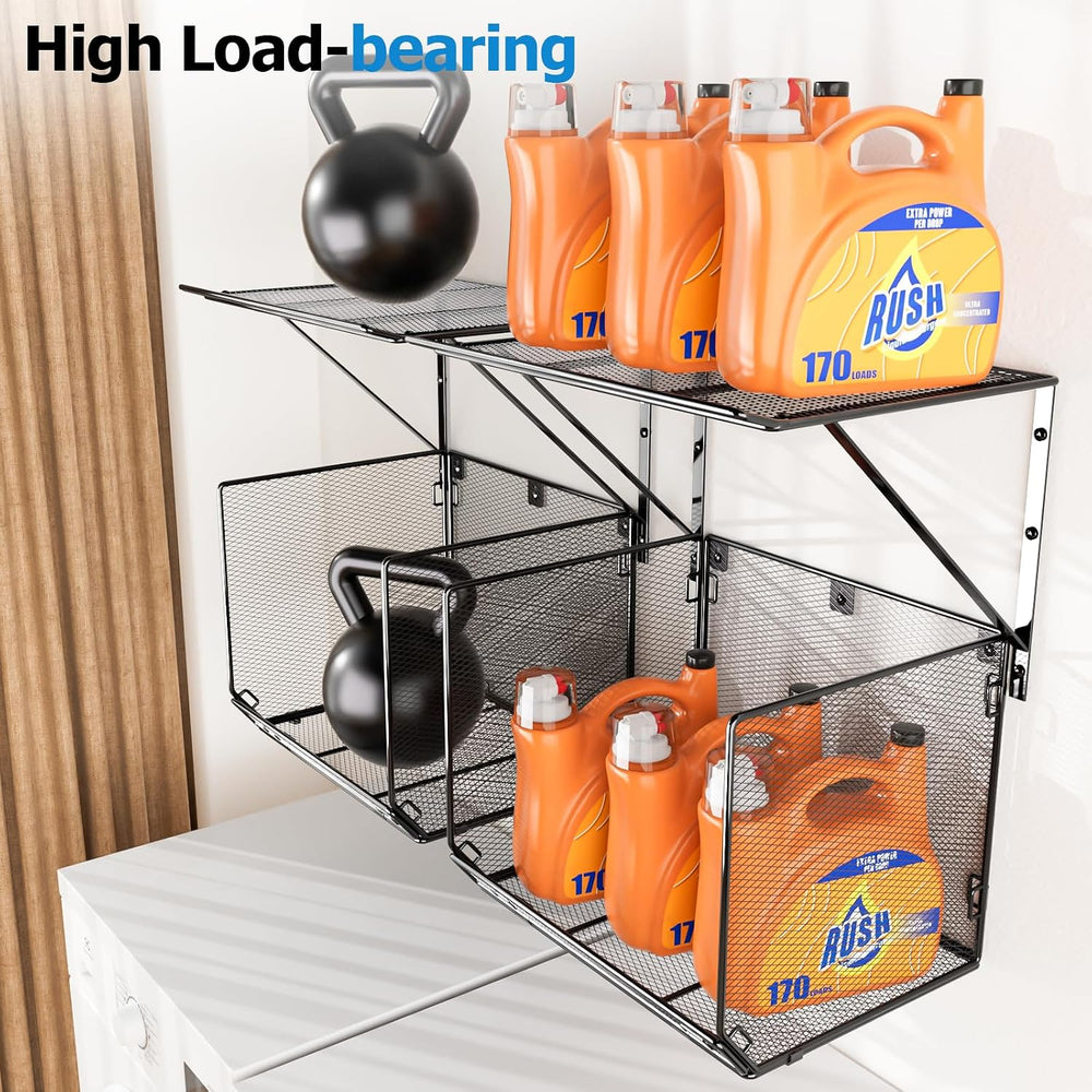 2 Pack Laundry Room Shelves Organization And Storage,Wall Mounted Clothes Dry...