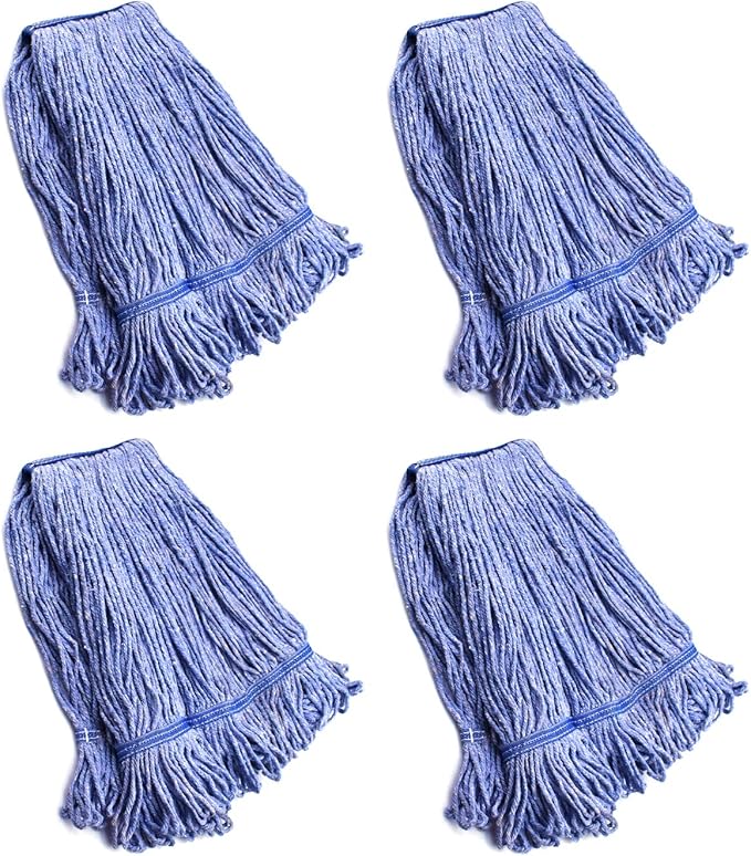 String Mop Heads Replacement Heavy Duty Commercial Grade Blue Cotton Looped End by NIUBEE