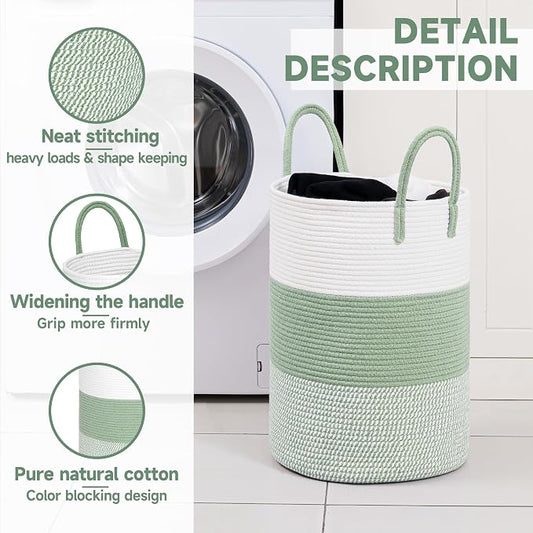 CLHMILY&Z 40L Laundry Basket Round Storage Rope Basket - Image 2