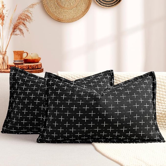 ZWJD 12x20 Pillow Covers Set of 2 Soft Polyester Textured Pillow Covers by ZWJD