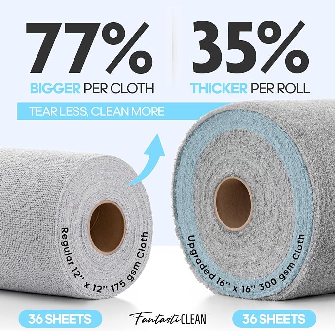 Fantasticlean XL Tear-Away Microfiber Cleaning Cloth Roll, Thick & Large - Image 3