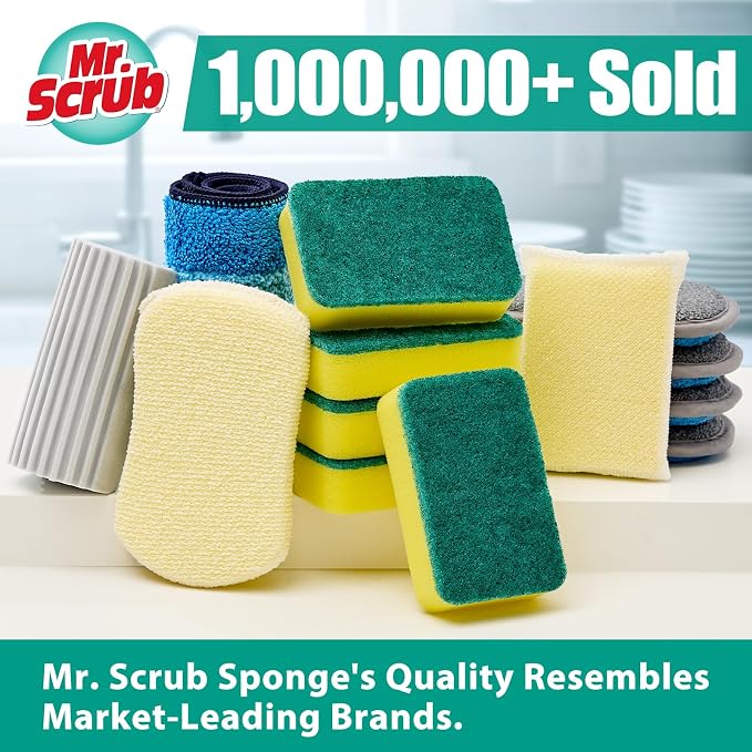 Sponges Kitchen Scrub Dish Sponge Scouring Pad, 36 Pack Cleaning Brush Scrubber - Image 6