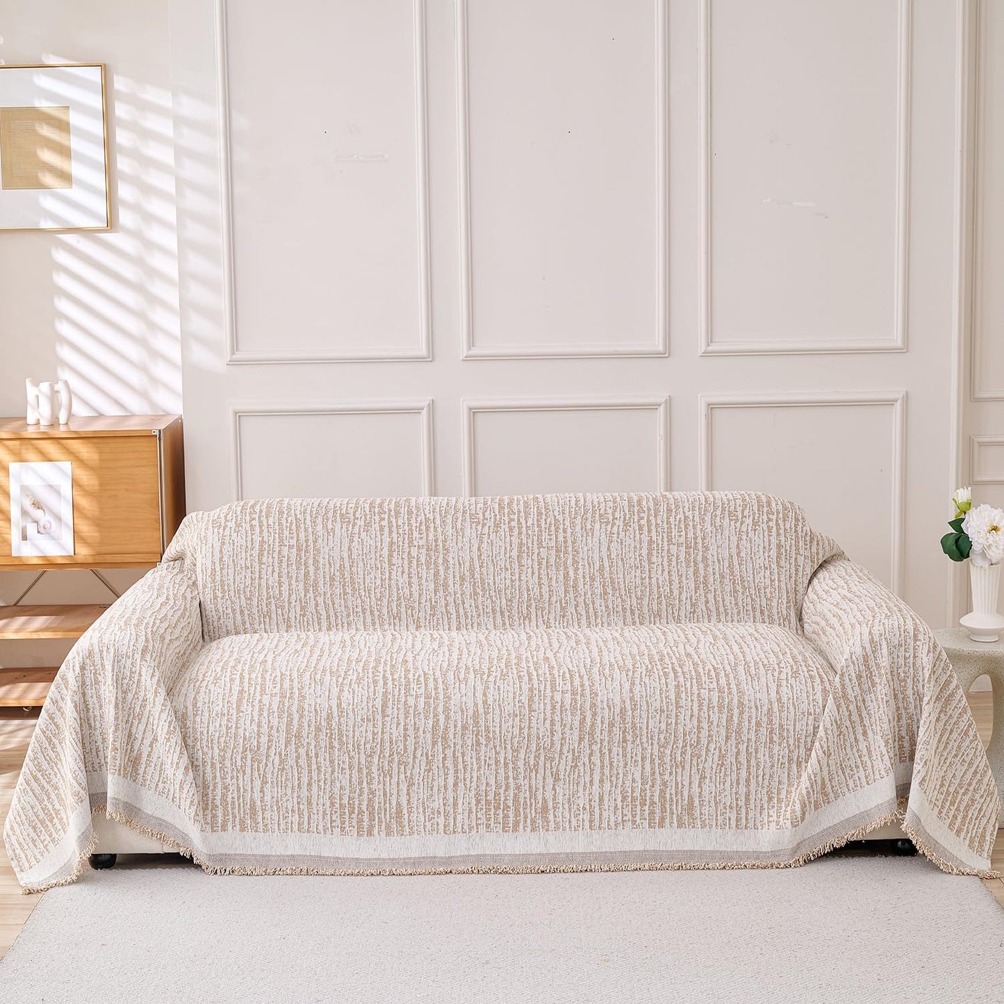 Erke Couch Cover Sheet Blanket, Sofa Cushion Slip Covers, L Shape Sectional Furniture Decor Protector, Machine Washable Chenille Slipcover for Pets Dogs Cats (Texture Coffee, 86" x 150")
