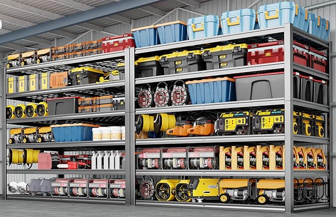 60" Wide Heavy Duty Garage Shelving Adjustable 6 Tier Garage Storage Shelves by PMKES