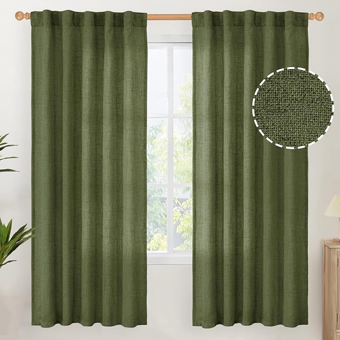 YoungsTex Olive Green Linen Curtains by YoungsTex