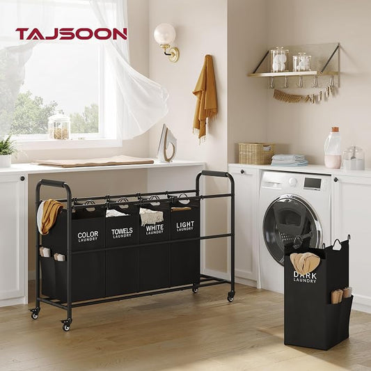 Tajsoon 5 Bag Laundry Sorter Cart, 5 Section Laundry Hamper - Image 2