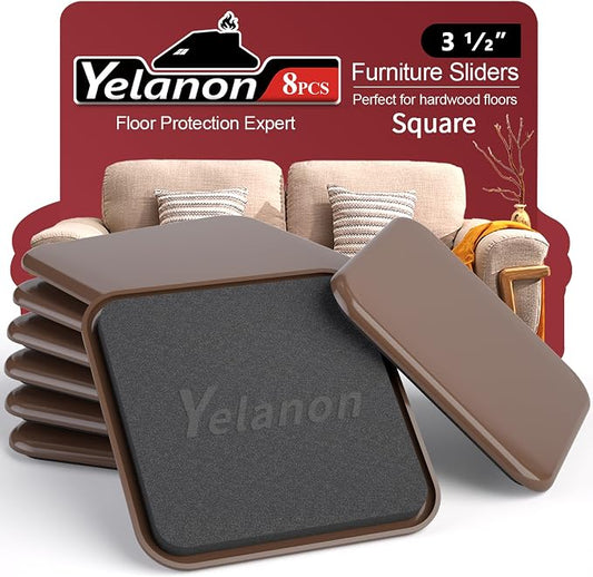 Yelanon 8pcs-3 1/2” Square Furniture Sliders by Yelanon