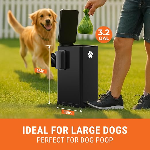 Pupzle Dog Poop Trash Can Outside, 3.2 Gal Metal Dog Waste Trash Can - Image 2